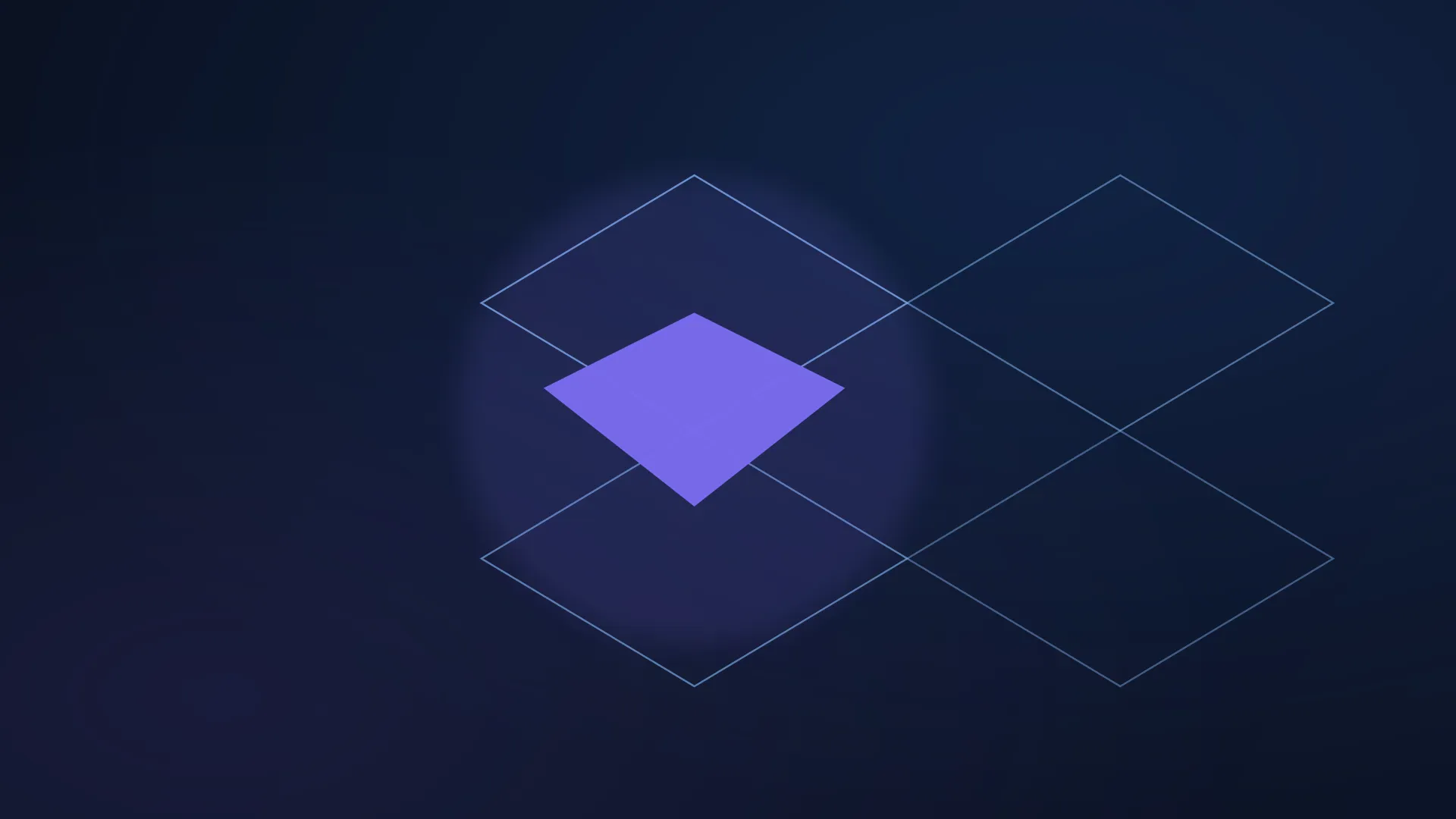 Interlocking geometric outlines completed by a violet keystone